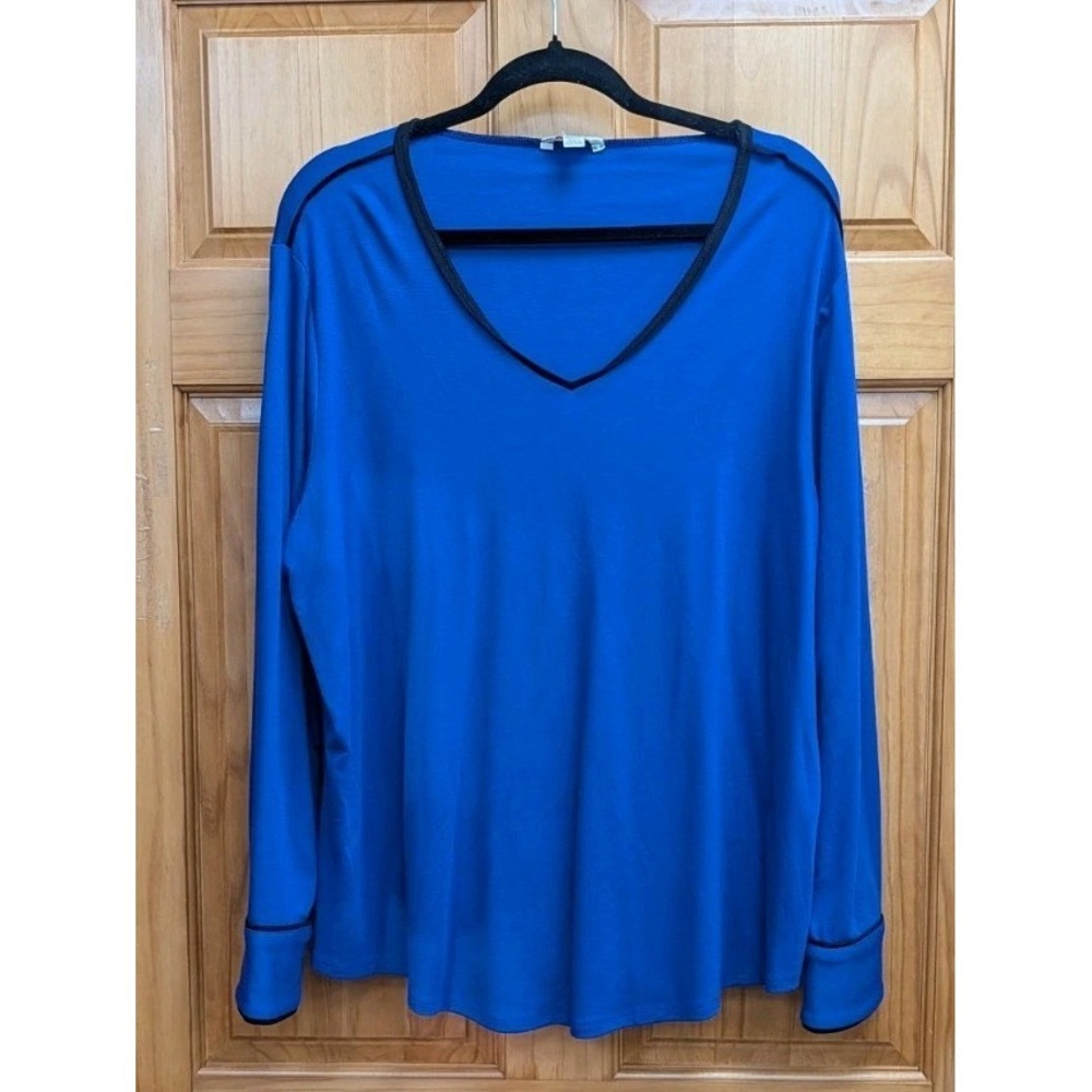 EST. 1946 Size 18/20 W Tunic Long Sleeves Button Cuff Royal Blue V Neck Pullover